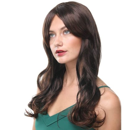 AkashKrishna Women's Full Head Synthetic Hair Wigs Long Hair For Women/Women Wigs Natural Hair | 24 inches WIth Wig Cap (Natural Brown)