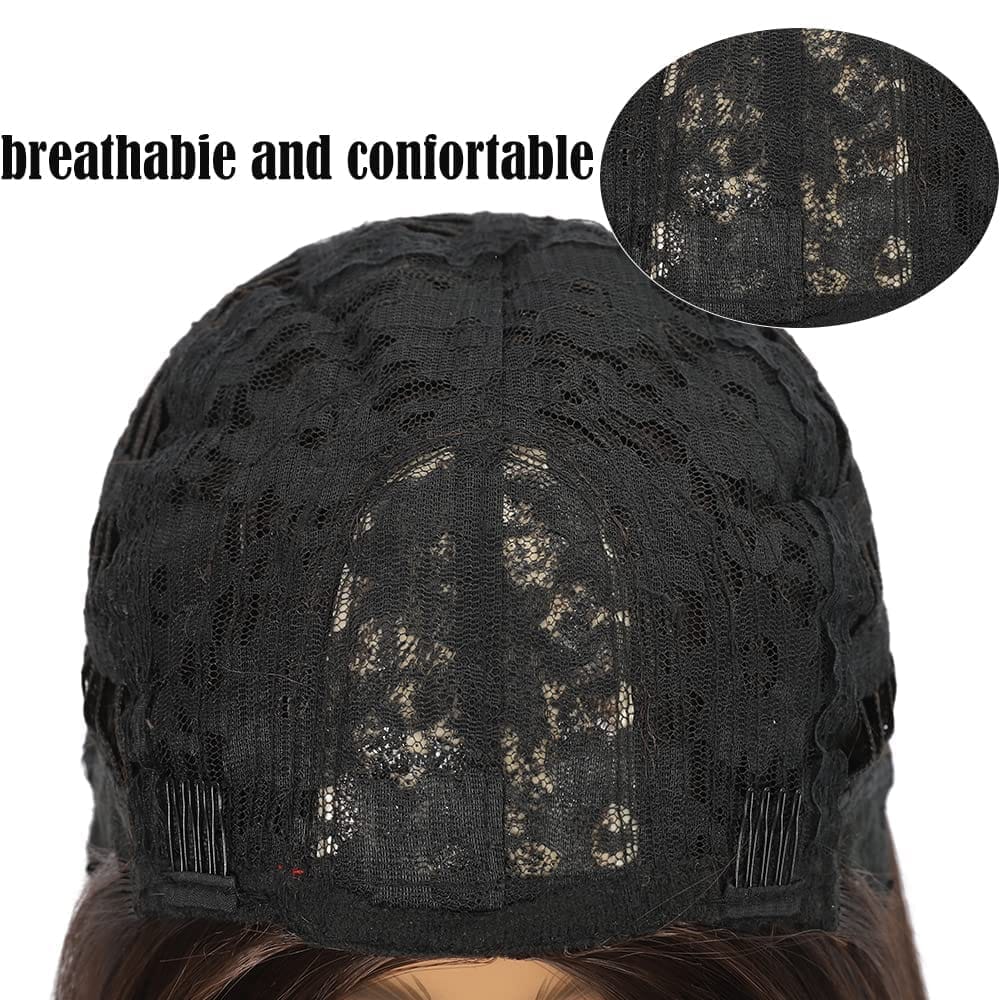 AkashKrishna Long Black Hair Wigs for Women Straight Synthetic Hair Middle Part Hair Wig Heat Resistant Fiber (Black)