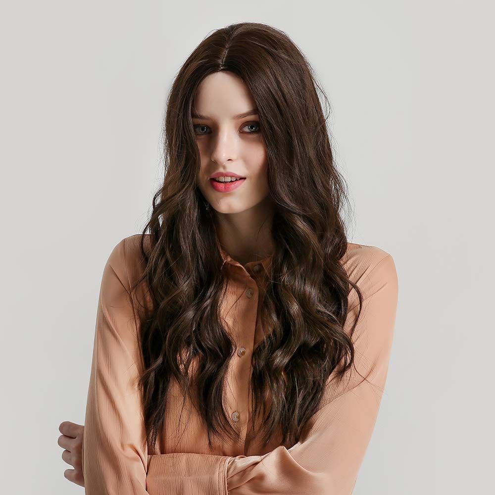 Akashkrishna Full head Hair Wigs For Women Brown Wigs Long Hair Wavy Glueless Heat Resistant Hair Wigs, Natural Looking Hair Wave Wig for Women/Girls