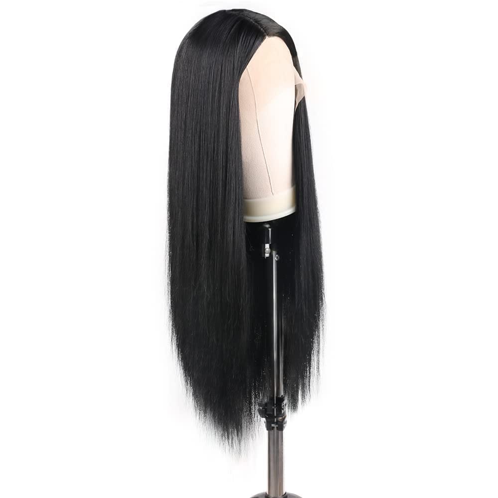 Akashkrishna Hair Wig Long Black Wig for Women 26'' Long Straight Black Hair Wig Natural Cute Wigs for Daily Party Halloween with Wig Cap and Comb