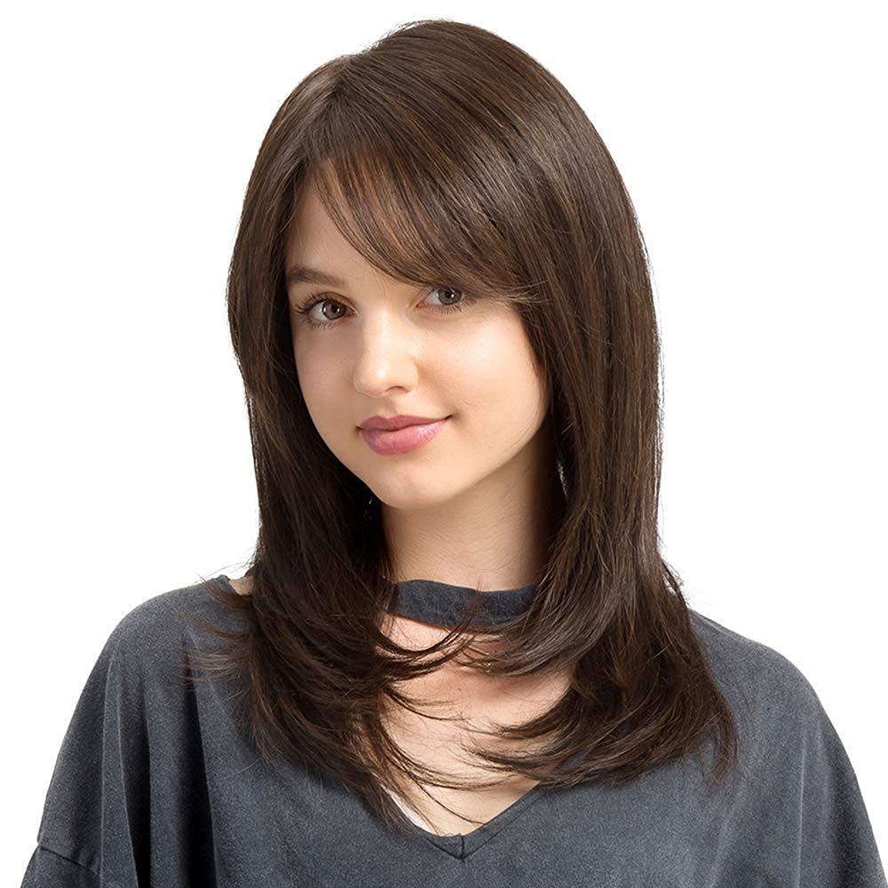 Akashkrishna Hair Wig For Women Light Weight Wig Brown Comfortable Full Head Hair Wig Fashion Women Synthetic Hair Cosplay Long Wig With Bangs Natural Brown