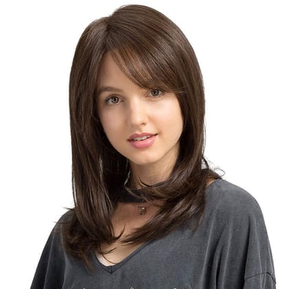 Akashkrishna Hair Wig For Women Light Weight Wig Brown Comfortable Full Head Hair Wig Fashion Women Synthetic Hair Cosplay Long Wig With Bangs Natural Brown