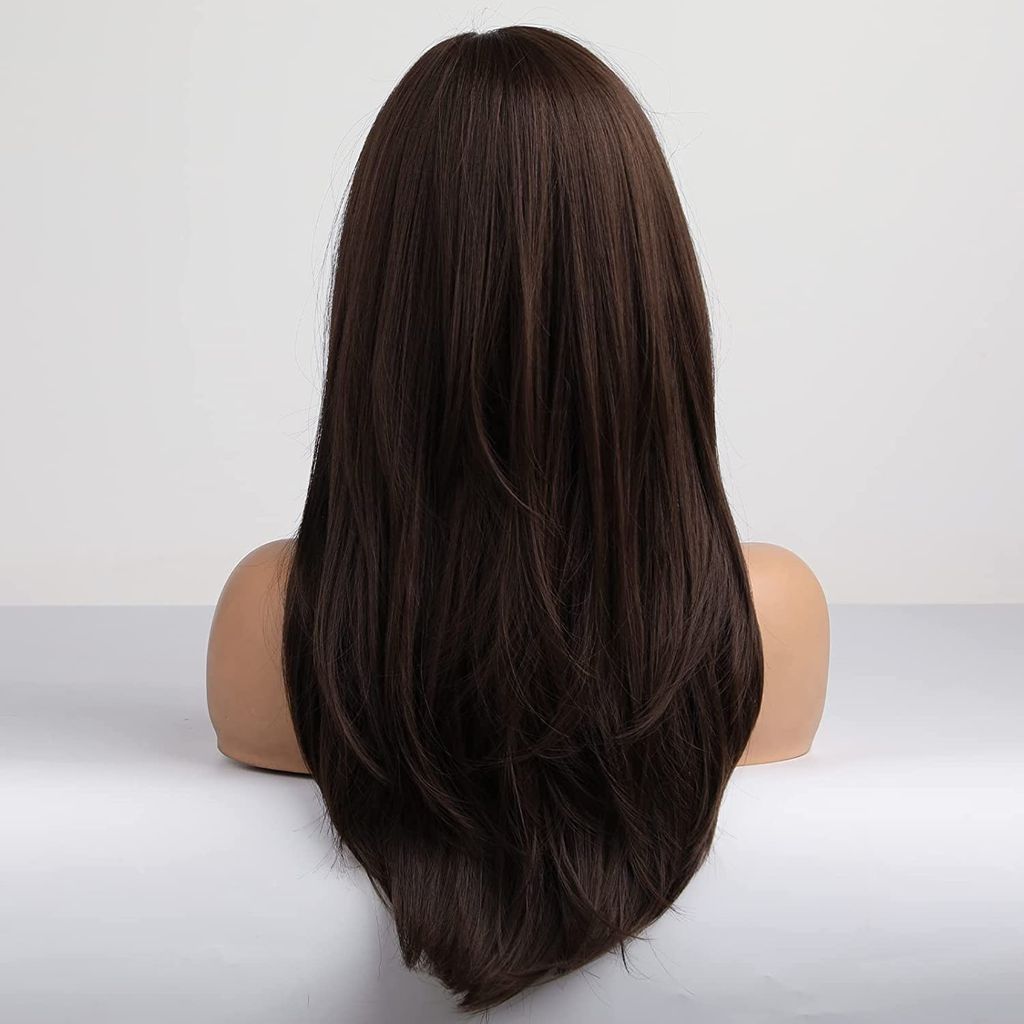 Akashkrishna Brown Wigs for Women Long Straight Hair Wigs For Girls Middle Part Synthetic Hair Wig Heat Resistant Synthetic Fiber(brown-straight)