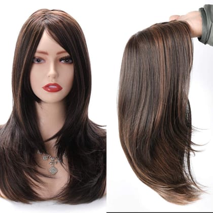 Akaskrishna Hair Wigs for Women | Full Head | Natural Looking Artificial Hair | Stylish Wig for Girls & Ladies| Highlighted brown color
