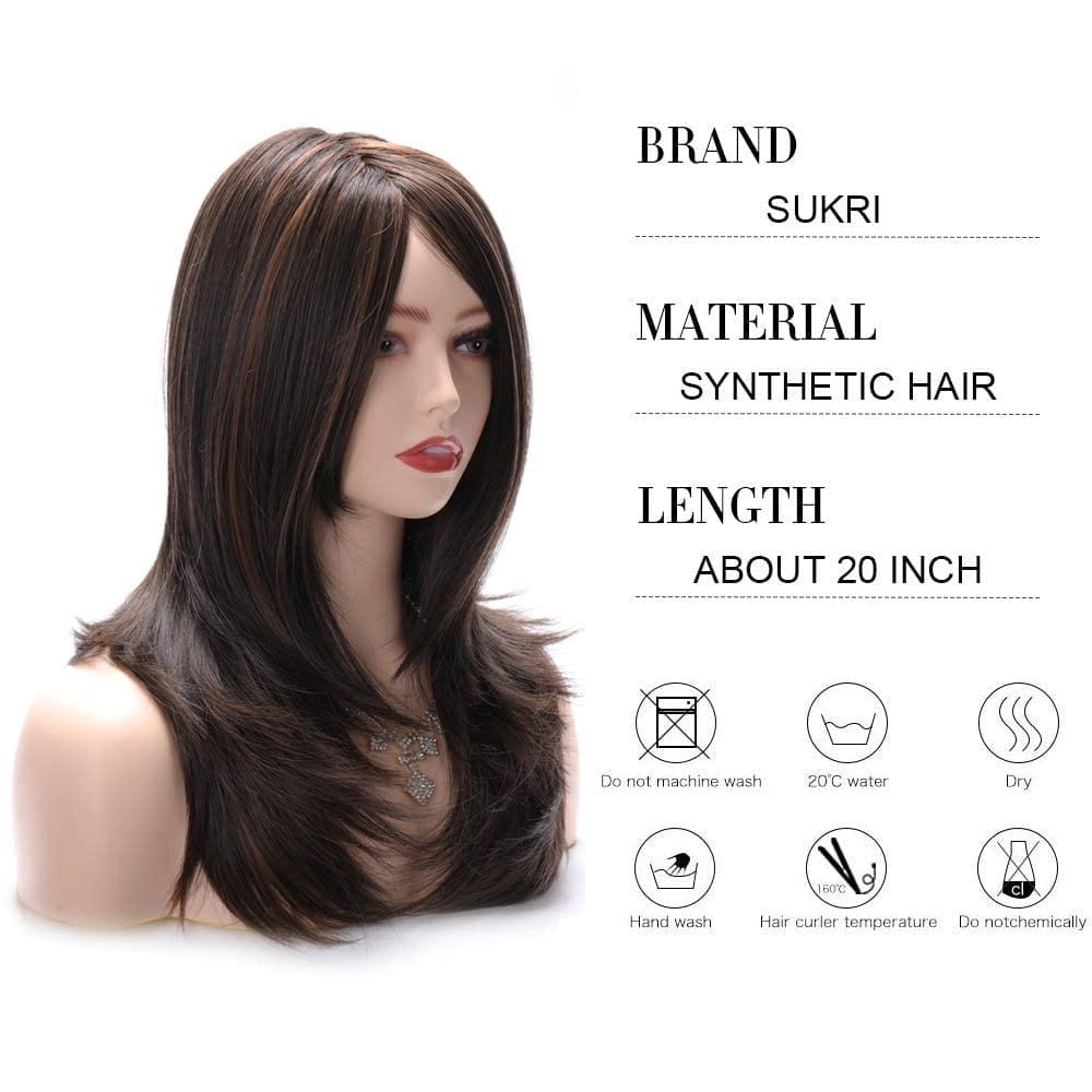 Akaskrishna Hair Wigs for Women | Full Head | Natural Looking Artificial Hair | Stylish Wig for Girls & Ladies| Highlighted brown color