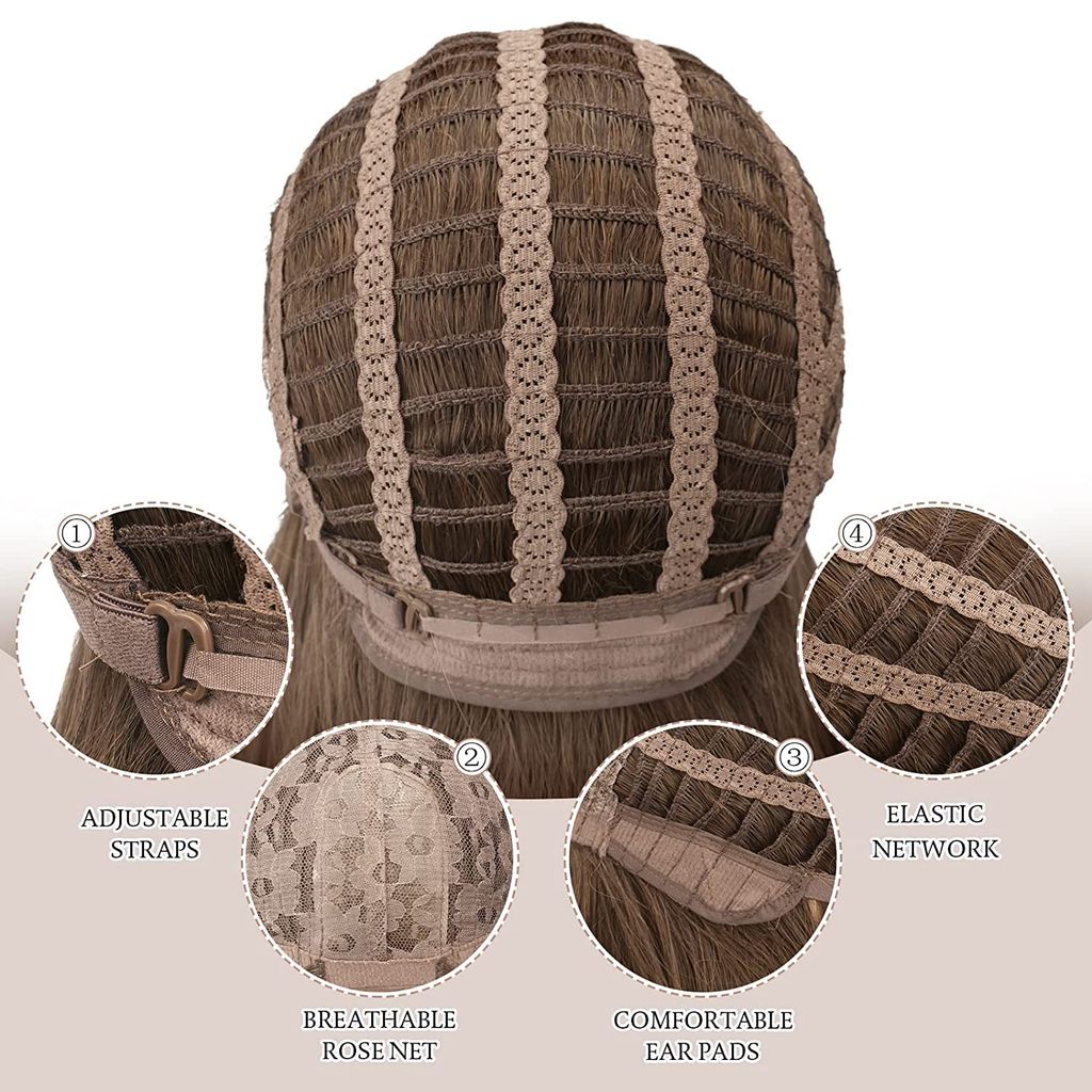 Akashkrishna Hair Wig For Women Long Curly Brown Wigs For Women Middle Part Natural Dark Brown Wig Heat Resistant Synthetic Hair Wig for Daily Use