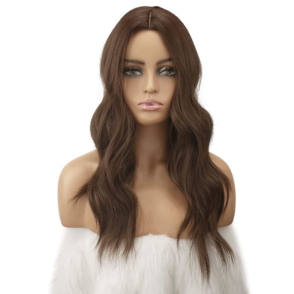 Akashkrishna Hair Wig For Women Long Curly Brown Wigs For Women Middle Part Natural Dark Brown Wig Heat Resistant Synthetic Hair Wig for Daily Use