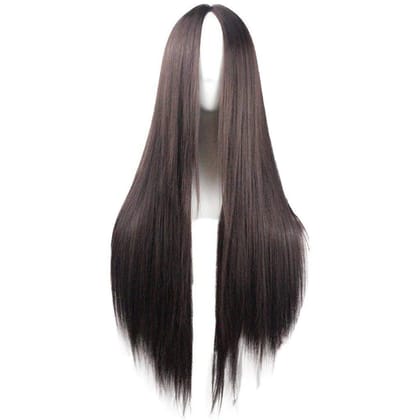 Akashkrishna Full Head Hair wig for woman, Natural Black Straight Hair Made With Japanese Synthetic Fiber Easy Wear Fashion Wigs With Comb