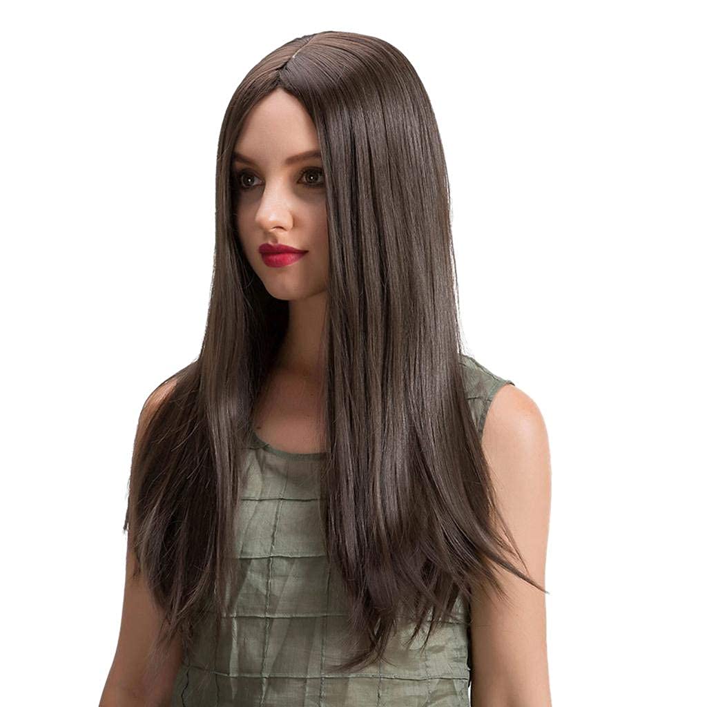 Akashkrishna Hair Synthetic Hair Wig For Women Full Head Women's Wig Dark Brown Natural Long Straight Hair Wig For Women/Girls