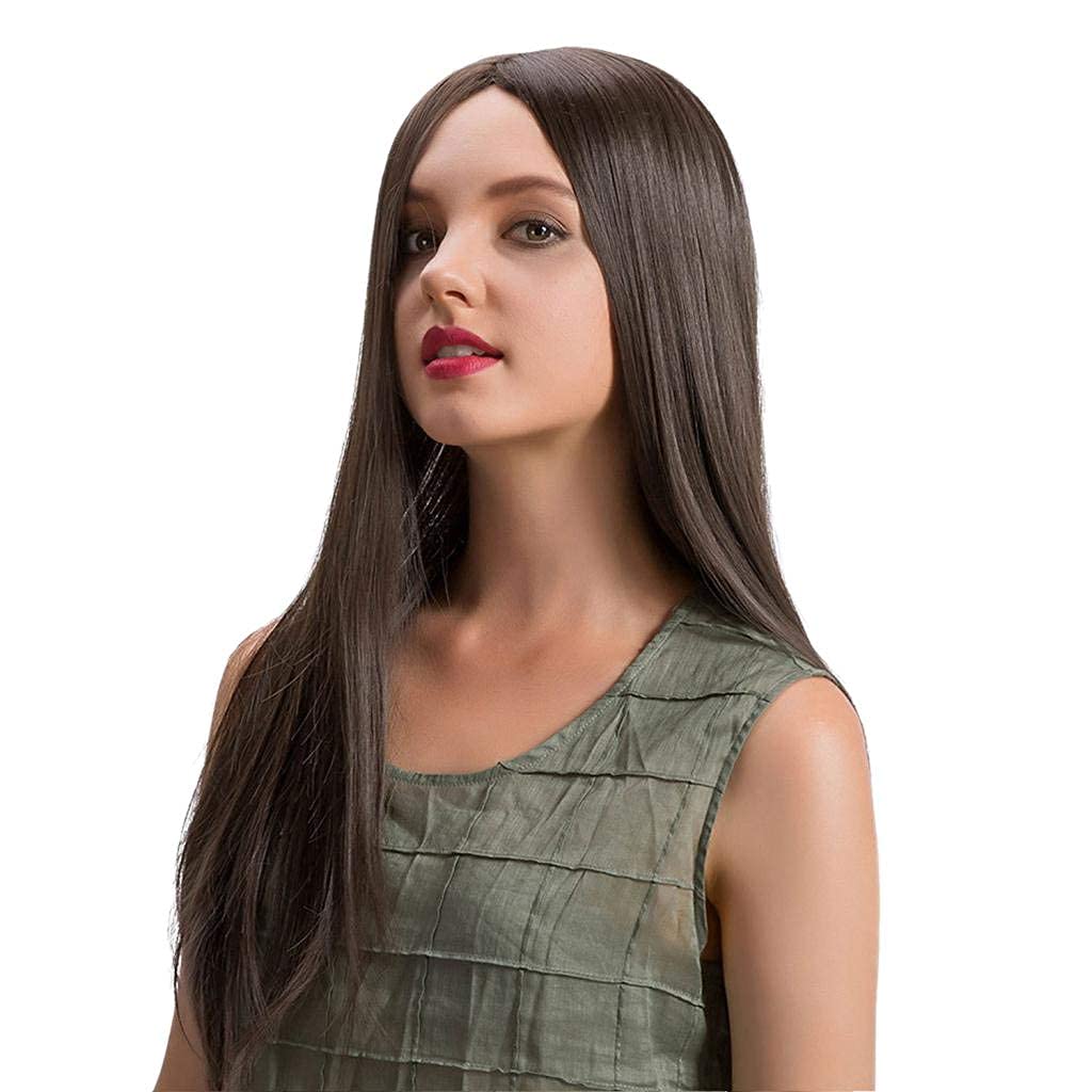 Akashkrishna Hair Synthetic Hair Wig For Women Full Head Women's Wig Dark Brown Natural Long Straight Hair Wig For Women/Girls