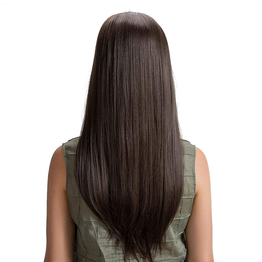 Akashkrishna Hair Synthetic Hair Wig For Women Full Head Women's Wig Dark Brown Natural Long Straight Hair Wig For Women/Girls