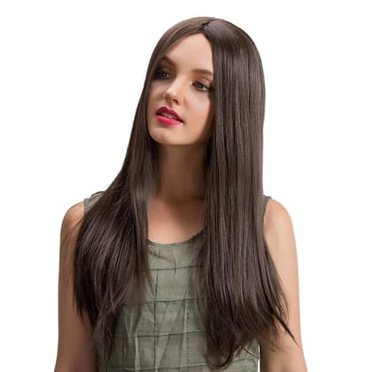 Akashkrishna Hair Synthetic Hair Wig For Women Full Head Women's Wig Dark Brown Natural Long Straight Hair Wig For Women/Girls