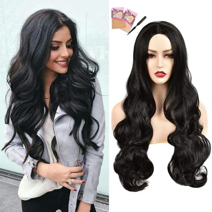 AkashKrishna Full Head Wavy Hair Wig For Women Fashion Wigs Women Wigs Full Head Natural Hair Stylish Wig for Girls & Ladies with comb (black)