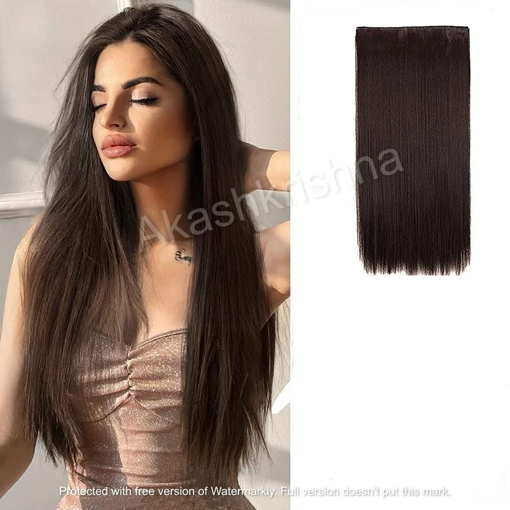 Akashkrishna Straight Hair Extensions For Women Brown Pack of 1 Hair Extensions