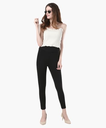Glossia Fashion Black Formal Tapered Cigarette Trousers for Women - 82650