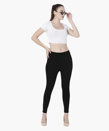 Glossia Fashion Black High Rise Formal Tapered Cigarette Trousers for Women - 82642
