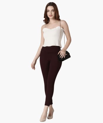 Glossia Fashion's Maroon Formal Slim Fit Ankle Length Jeggings for Women- 82609