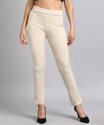 Glossia Fashion Albescent white High Rise Formal Tapered Cigarette Trousers for Women - 82674