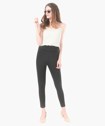 Glossia Fashion Dark Grey Formal Tapered Cigarette Trousers for Women - 82650