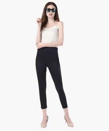 Glossia Fashion Navy Blue Formal Tapered Cigarette Trousers for Women - 82650