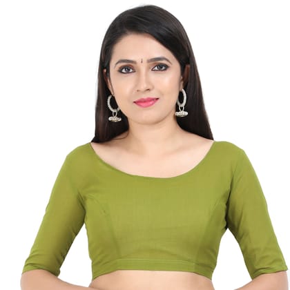 Princess cut back open Cotton blouse, Green