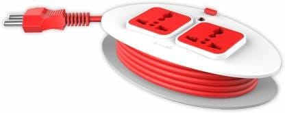 Fybros Stella 2 Pin 2 Socket Extension Cord Safety Shutter,Indicator & Heavy Duty Cable 2 Socket Extension Boards  (White, Red, 2.5 m)