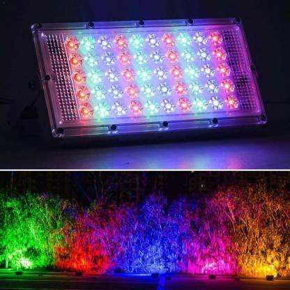 50W RGB LED Brick Light Remote IP65 LED Flood Light Flood Light Outdoor Lamp  (Multicolor, Blue, Red, Pink, Yellow)