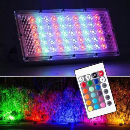 50W RGB LED Brick Light Remote IP65 LED Flood Light Flood Light Outdoor Lamp  (Multicolor, Blue, Red, Pink, Yellow)