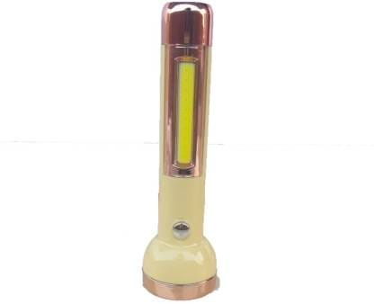 JY SUPER 1703 1+2W Strong LED COB Light with 2 mode Action with 8hrs Continuous Working Power (1800mAh) Aluminium Reflector with Micro Halogeno Technology Runtime : 8hrs Torch Torch  (Yellow, 15.2 cm, Rechargeable)