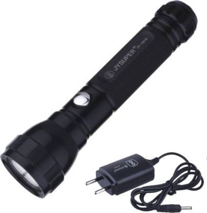 JY SUPER JY 1810 (RECHARGEABLE LED TORCH) Torch  (Black, 13 cm, Rechargeable)