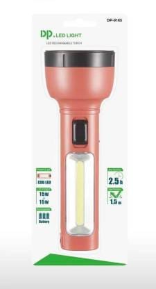 DP 9165 (RECHARGEABLE LED TORCH) With Built-in Emergency light, 15W Torch + 15W Emergency Light Torch