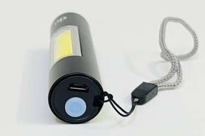 DP 571 RECHARGEABLE LED METAL TORCH Torch (Black, 9 cm, Rechargeable)