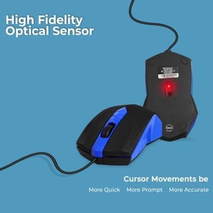 Foxin Smart-Blue Wired Optical Mouse (USB 2.0)