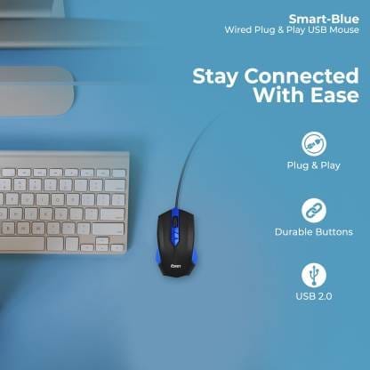 Foxin Smart-Blue Wired Optical Mouse (USB 2.0)