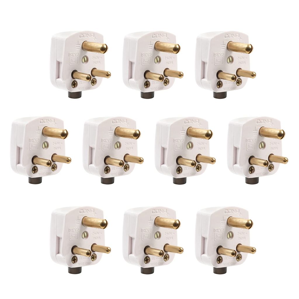 CONA 1986 Deluxe 3 Pin Plug Top 6A, 240V-White|3 Pin Top|Electrical Top - Pack of 10 - Electricals | Buy online on ZillyBuy