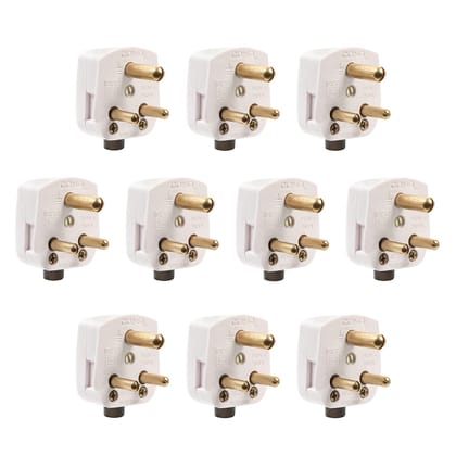 CONA 1986 Deluxe 3 Pin Plug Top 6A, 240V-White|3 Pin Top|Electrical Top - Pack of 10