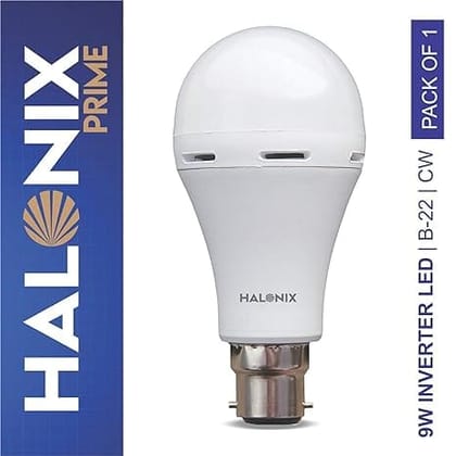 Halonix Prime 9W B22D 6500K Cool Day Light Inverter Rechargeable Emergency Led Bulb