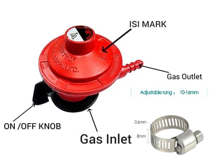 Gas Regulator Domestic Kitchen Low Pressure use All clyender Adopter (Consume Low Gas) ISI Marked Suitable Cooking (Single Regulator)
