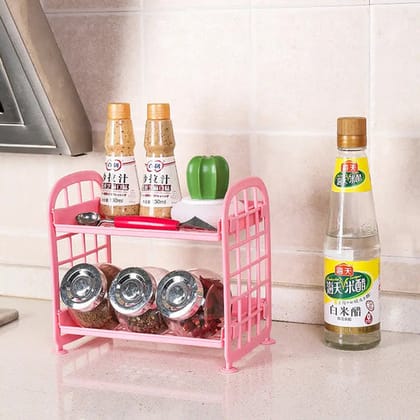 2-Layer Foldable Plastic Small Storage Shelf, Bathroom Shelves Shower Candy Corner Rack, Kitchen Shelf Organizer