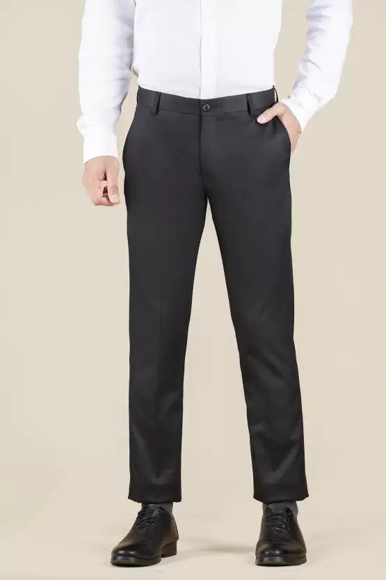 Buy Men Black Solid Regular Fit Formal Trousers Online - 173302 | Peter  England