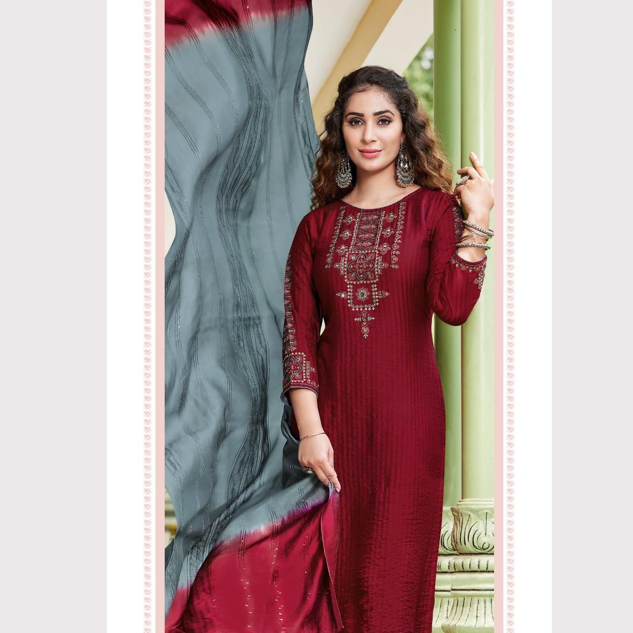 TALK BY FASHION Women Viscose Silk Kurta with Pants & Dupatta