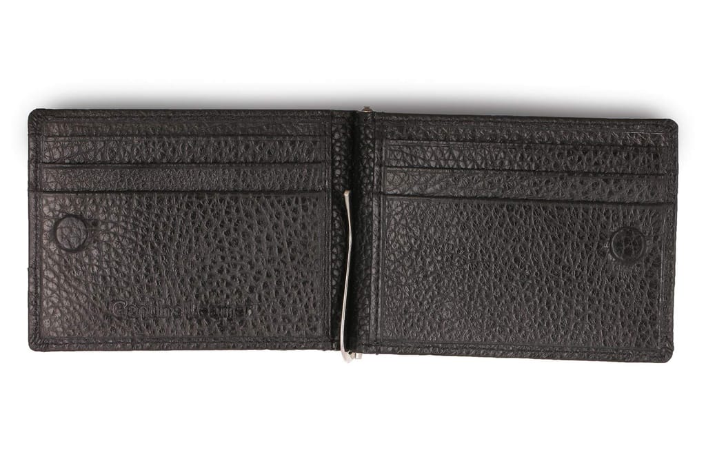Walletsnbags Magnetic RFID Leather Money Clip Men's Wallet (Black)