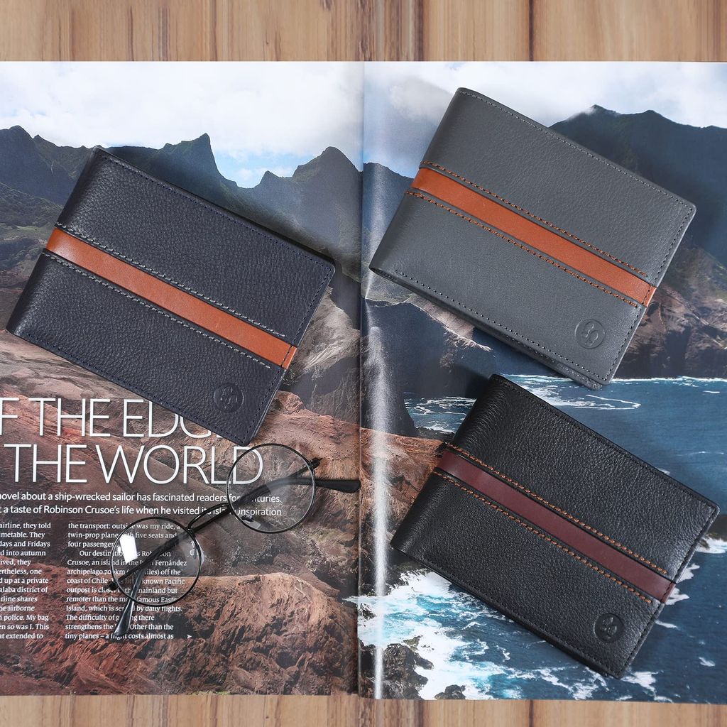 BATUM Galaxy Leather Wallets for Men Blue