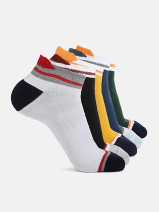 Kolor Fusion Men & Women Colourful Ankle Length Premium Cotton Socks (Pack of 5)