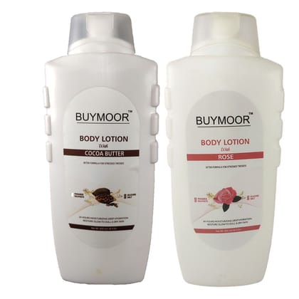 BUYMOOR Cocoa Butter & Rose Deep Nourishing Skin Brightening Body Lotion Men & Women 1300 ML(Pack Of 2).