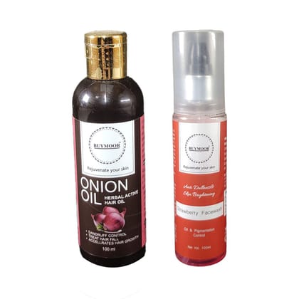 BUYMOOR ONION OIL AND STRAWBERRY FACE WASH  FOR MEN & WOMEN 200 ML PACK OF 2