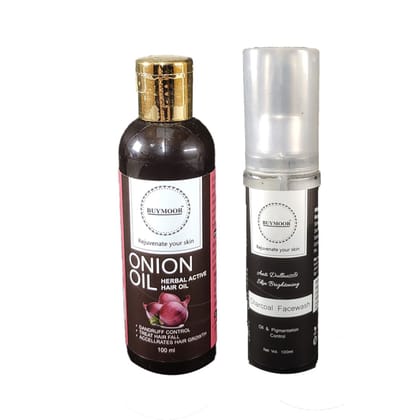 BUYMOOR ONION OIL AND CHARCOAL FACE WASH FOR MEN & WOMEN 200ML PACK OF 2