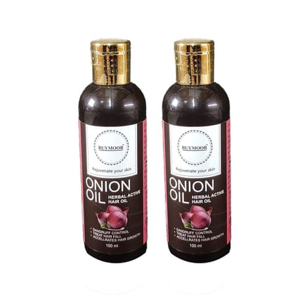 BUYMOOR Onion Oil for Hair Growth, Hair Fall And Dandruff Control with Herbal Active hair Oil - 100ml (Pack of 2)