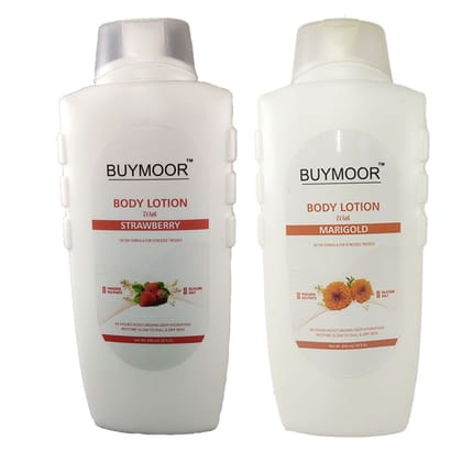BUYMOOR Strawberry & Marigold Deep Nourishing Skin Brightening Body Lotion Men & Women 1300 ML(Pack Of 2).