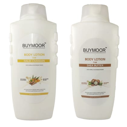 BUYMOOR Haldi Chandan & Shea Butter Deep Nourishing Skin Brightening Body Lotion Men & Women 1300 ML(Pack Of 2).